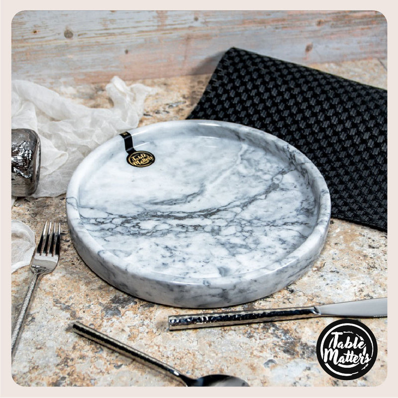 Table Matters - SCANDI - White Marble Round Serving Tray (Small)