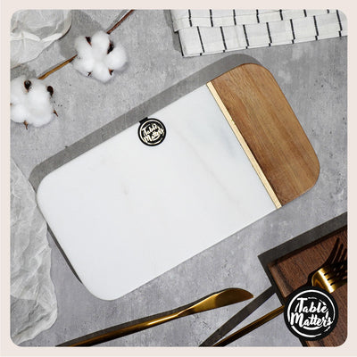 Table Matters - SCANDI - White Marble Wood Rectangular Serving Plate