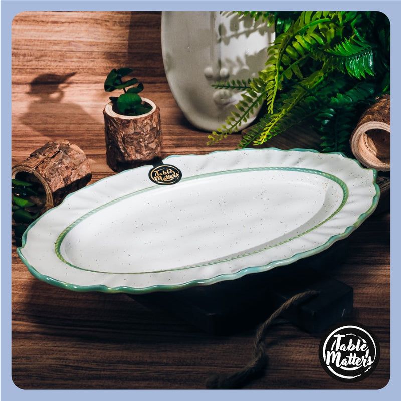Table Matters - Alabaster - 12.5 inch Oval Shaped Plate