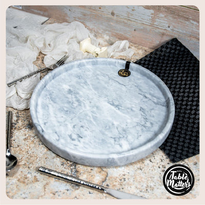 Table Matters - SCANDI - White Marble Round Serving Tray (Large)