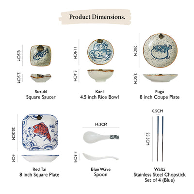 Table Matters - Bundle Deal - Assorted 18PCS Premium Japanese Dining Set