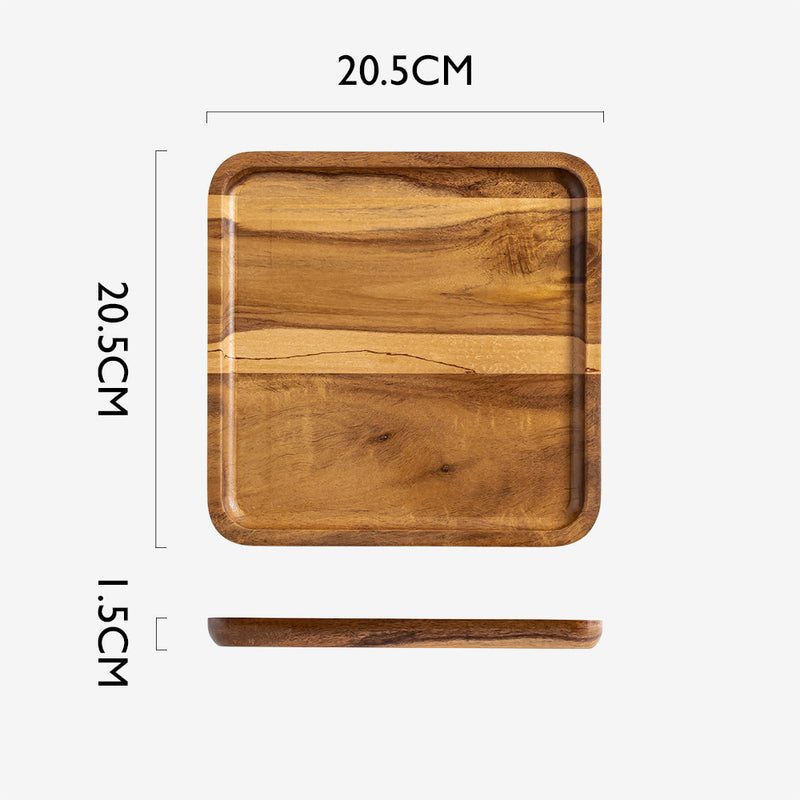 Table Matters - SHIBUMI 8 Inch Wooden Square Plate | Acacia Plate