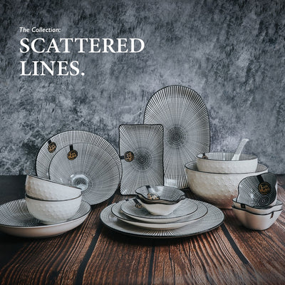 Table Matters - Bundle Deal - Scattered Lines 8PCS Dining Set