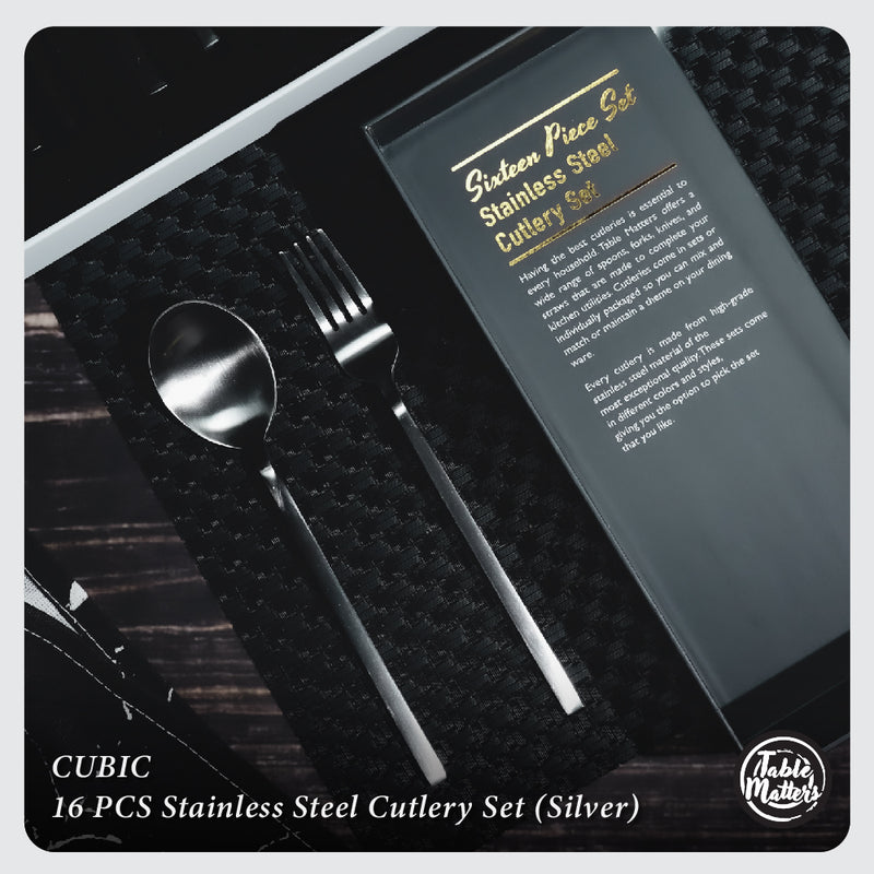 Table Matters - Cubic 16 Piece Stainless Steel Cutlery Set (Matt Silver)