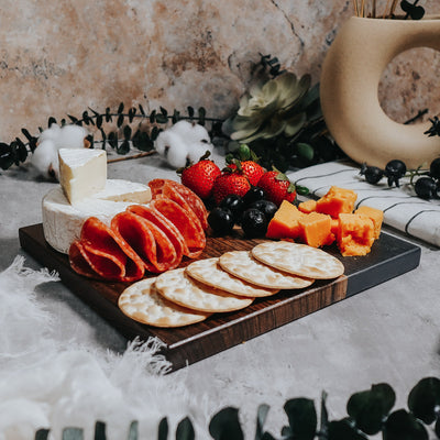 (Buy 1 Free 1) Table Matters - SCANDI - Black Stone Wood Square Cheese Board
