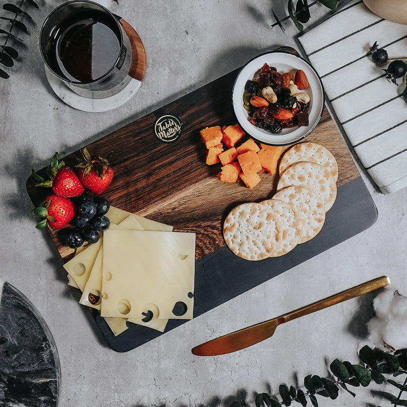 (Buy 1 Free 1) Table Matters - SCANDI - Black Stone Wood Rectangular Cheese Board