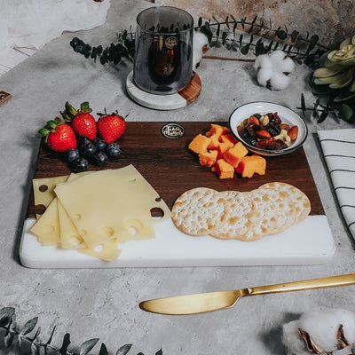 (Buy 1 Free 1) Table Matters - SCANDI - White Stone Wood Rectangular Cheese Board
