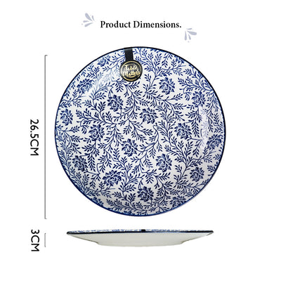 Table Matters - Floral Blue - 6 inch Dessert Plate / 8 inch Rice Plate / 10.5 inch Dinner Plate