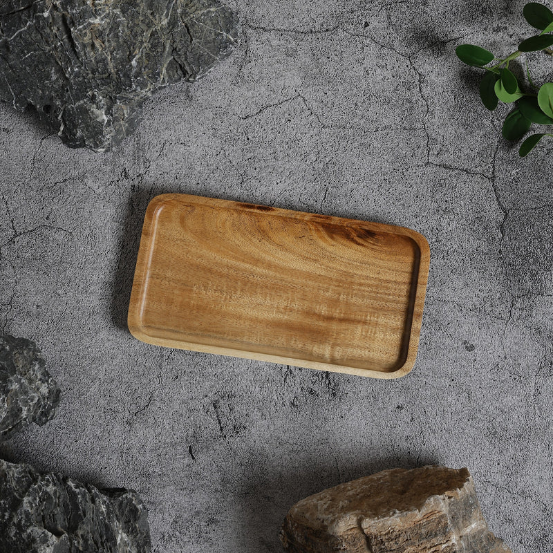 Table Matters - SHIBUMI 8 Inch Wooden Rectangle Plate | Acacia Plate