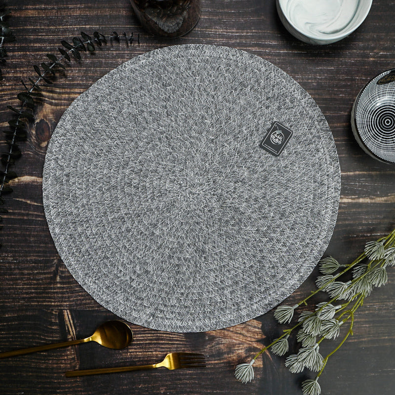 (Buy 1 Free 1) Table Matters - Grayscale Round Placemat (Woven)