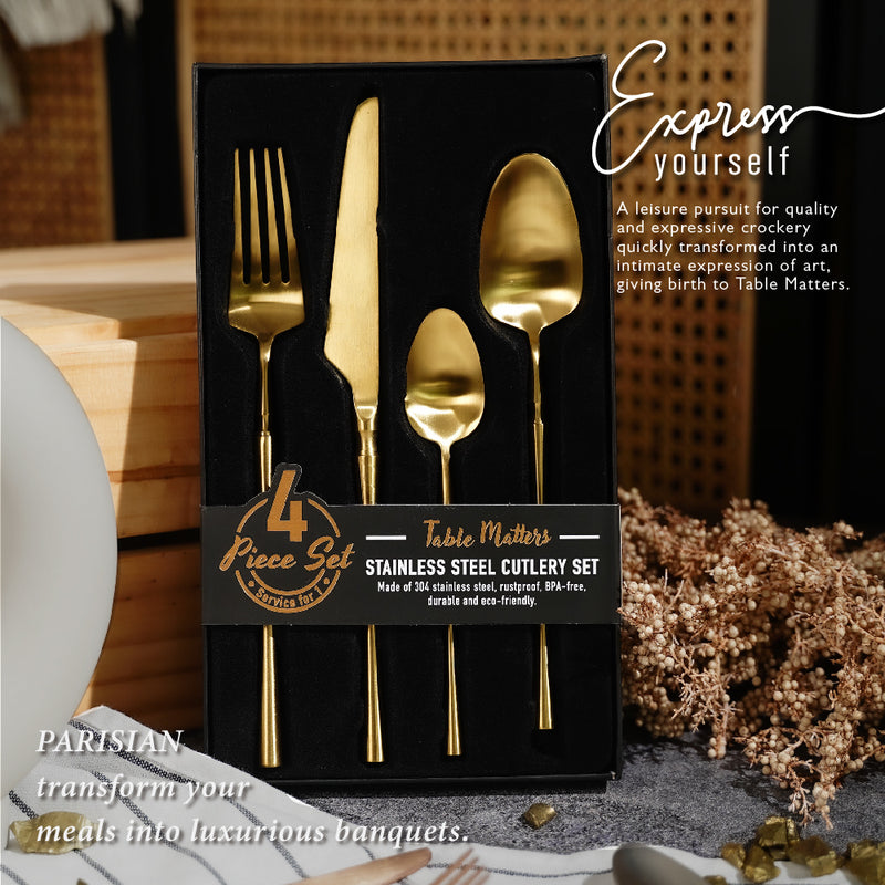 Table Matters - Parisian 4 Piece Stainless Steel Cutlery Set (Gold)