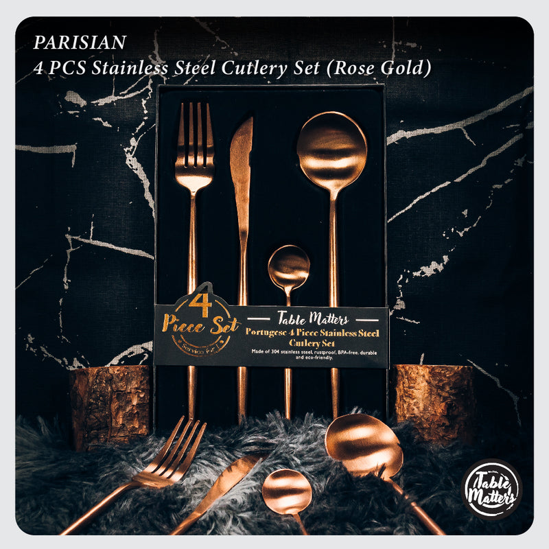 Table Matters - Parisian 4 Piece Stainless Steel Cutlery Set (Rose Gold)