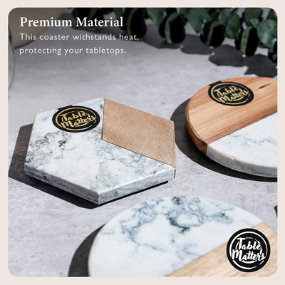 Table Matters - SCANDI - Lotus Green Marble Wood Hexagon Coaster
