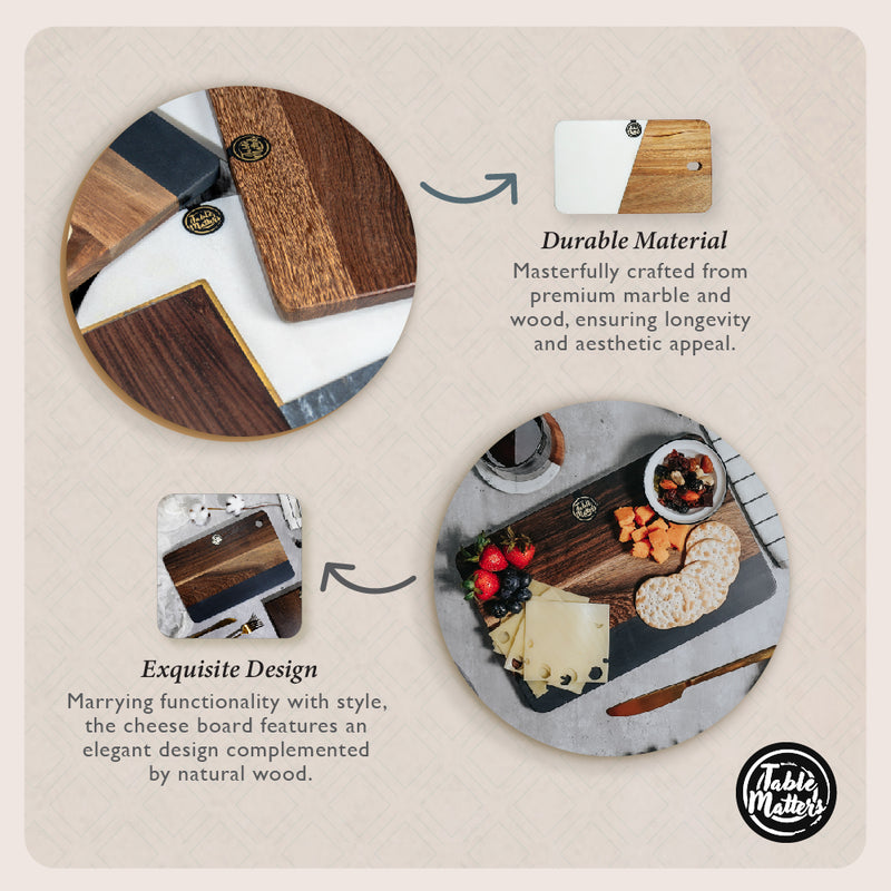 Table Matters - SCANDI - Black Marble Wood Rectangular Serving Plate