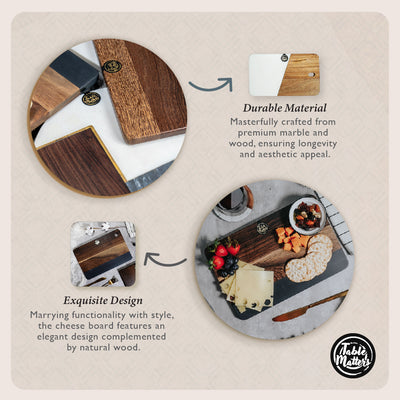 Table Matters - SCANDI - White Marble Wood Rectangular Cheese Board