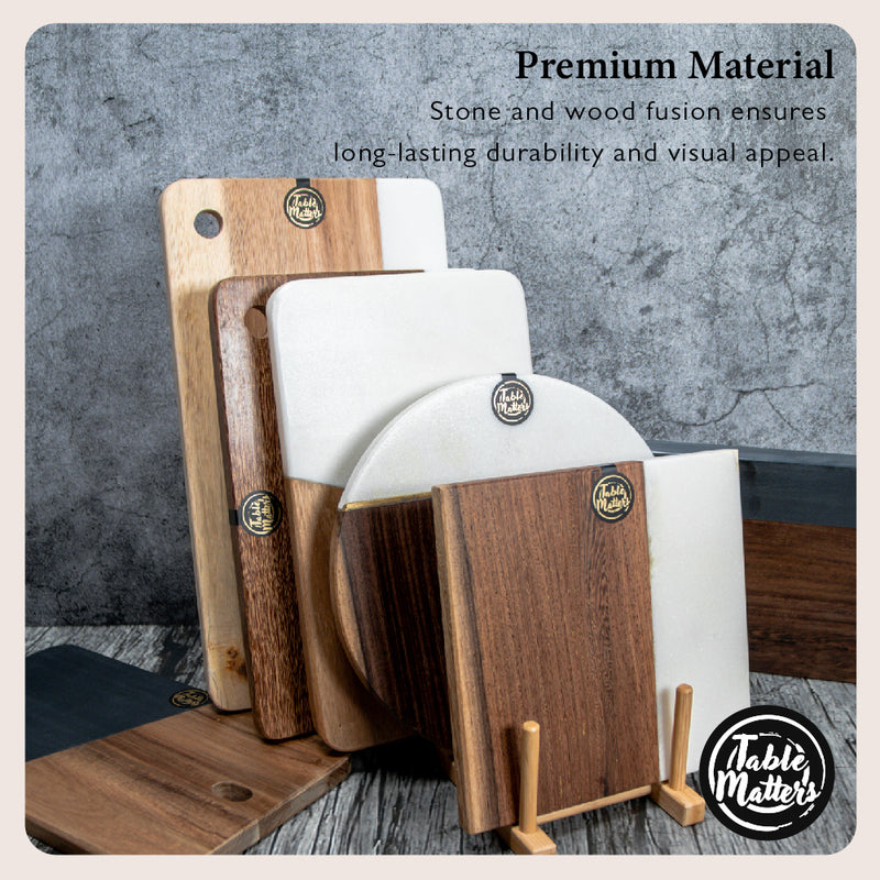 Table Matters - SCANDI - White Stone Wood Square Cheese Board