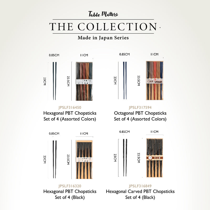 Table Matters - PBT Chopstick Collection (23cm) | Hexagonal | Octagonal | MADE IN JAPAN