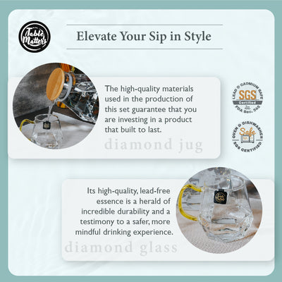Table Matters - TAIKYU Gold Handle Diamond Glass - 320ml