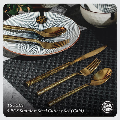 Table Matters - Tsuchi 5 Piece Stainless Steel Cutlery Set (Gold)