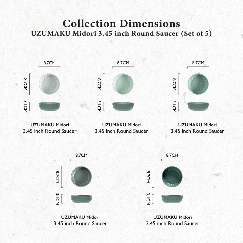 Table Matters - UZUMAKU Midori - 3.45 inch Round Saucer (Box Set of 5)