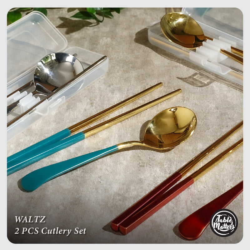 Table Matters - Waltz 2 Piece Portable Cutlery Set (Gold)