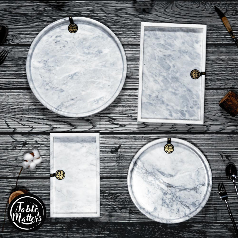 (Buy 1 Free 1) Table Matters - SCANDI - White Marble Serving Tray (Large)