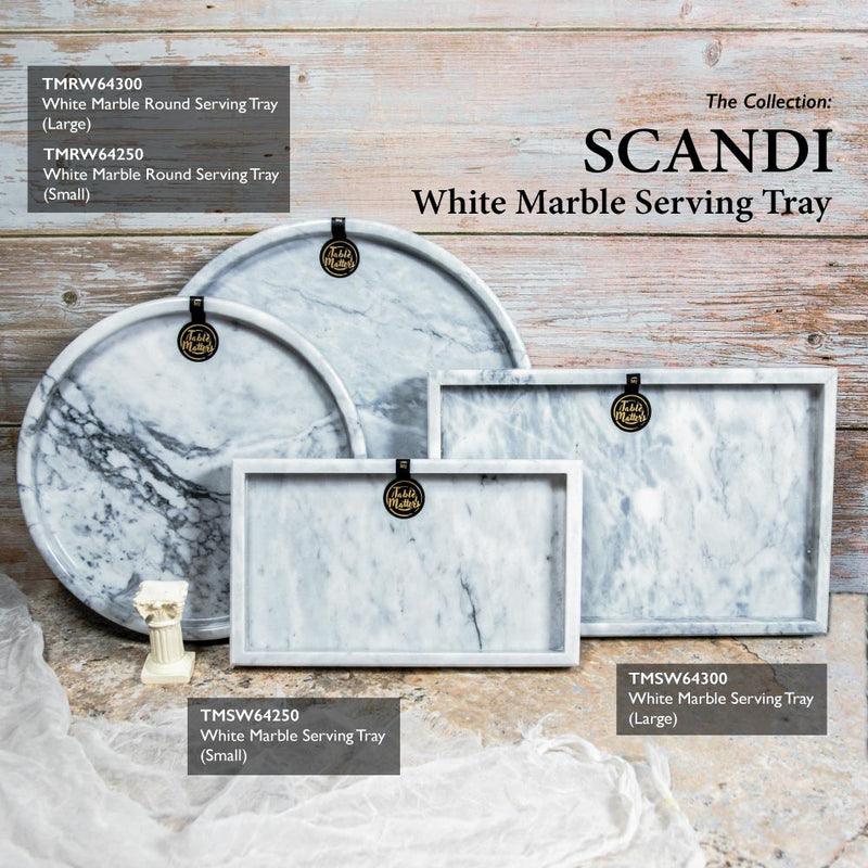 (Buy 1 Free 1) Table Matters - SCANDI - White Marble Serving Tray (Small)