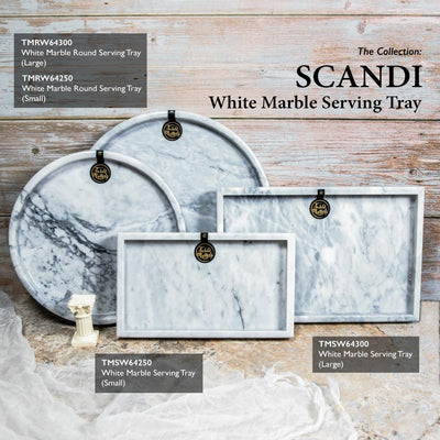 (Buy 1 Free 1) Table Matters - SCANDI - White Marble Serving Tray (Large)