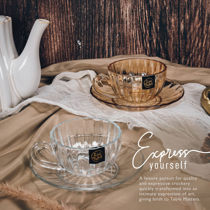 Table Matters - TAIKYU Ribbed Glass Cup and Saucer Collection