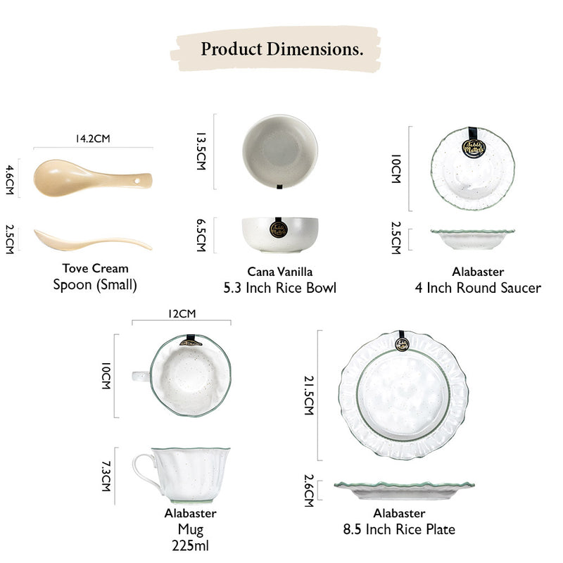 Table Matters - Bundle Deal - (Alabaster, Cana Vanilla, Tove Cream) Assorted 10PCS Dining Set