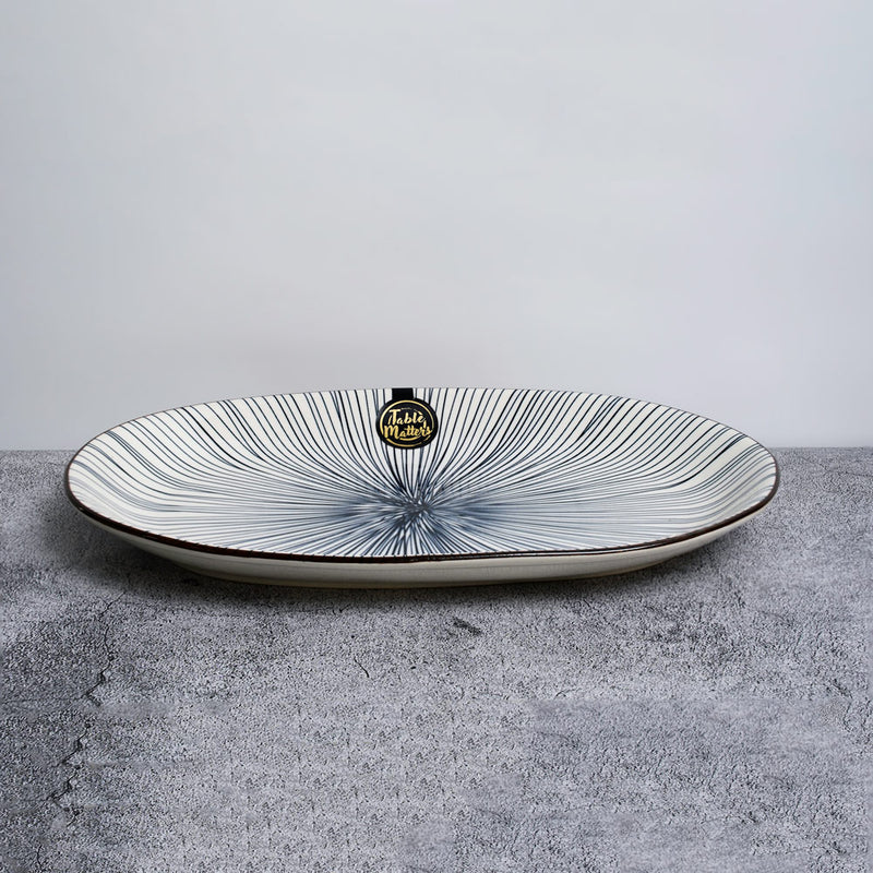 Blue Illusion - 12 inch Oval Shaped Plate - Table Matters