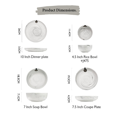 Table Matters - Bundle Deal For 4 - Marble 22PCS Dining Set