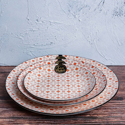 Crisscross Red - 6 inch Dessert Plate / 8 inch Rice Plate / 10.5 inch Dinner Plate - Table Matters