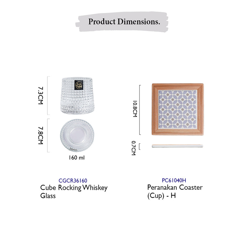 [$21 Deal] Table Matters - Bundle Deal - Cube Rocking Whiskey Glass & Coaster Set