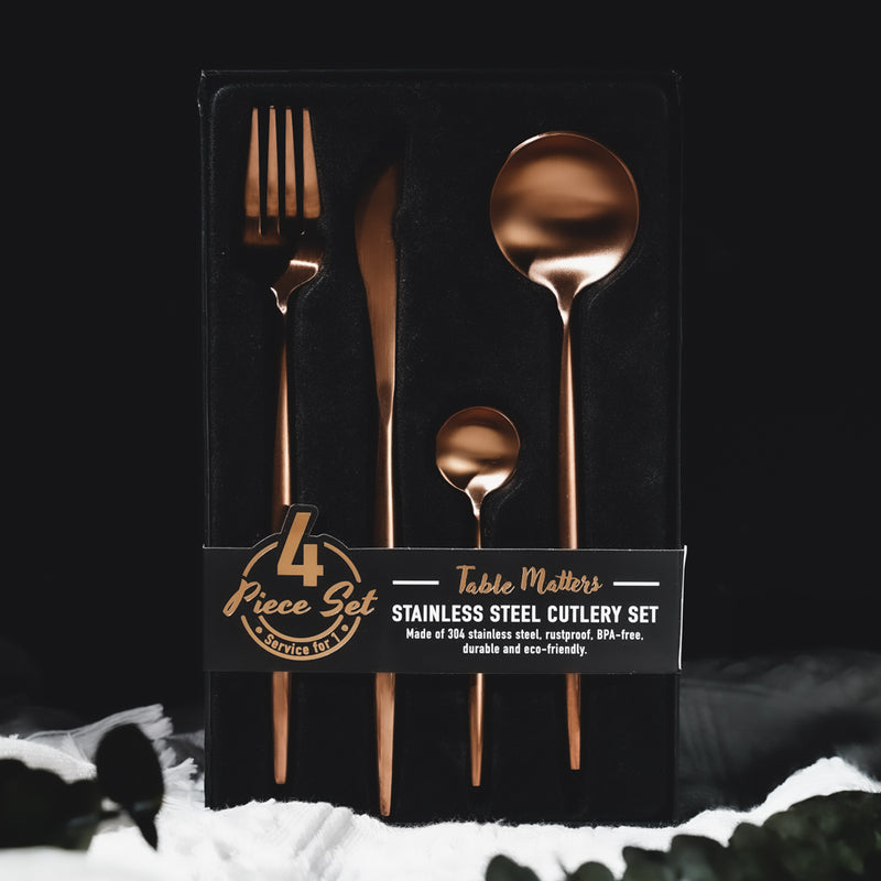 Table Matters - Portugese 4 Piece Stainless Steel Cutlery Set (Rose Gold)