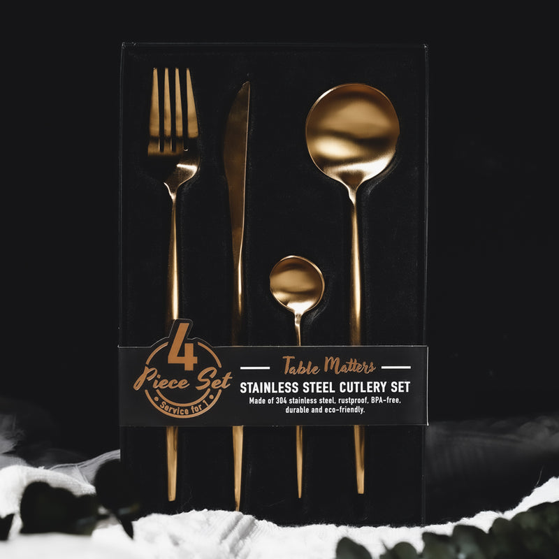 Table Matters - Portugese 4 Piece Stainless Steel Cutlery Set (Matt Gold)