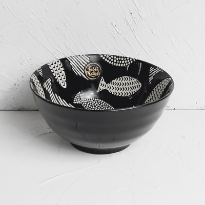 Table Matters - Fishes Ebony - Hand Painted 8 inch Threaded Bowl