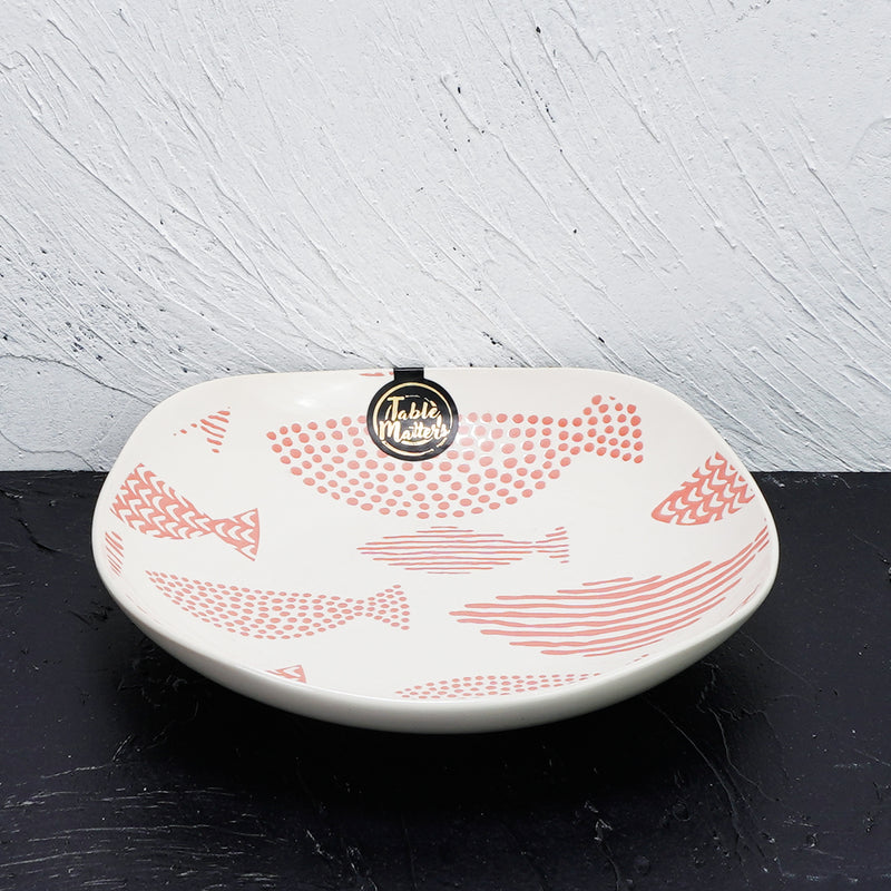 Table Matters - Fishes Pink - Hand Painted 8 inch Square Plate