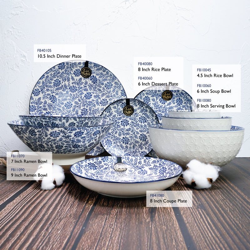 Table Matters - Bundle Deal For 2 - Floral Blue 18PCS Dining Set