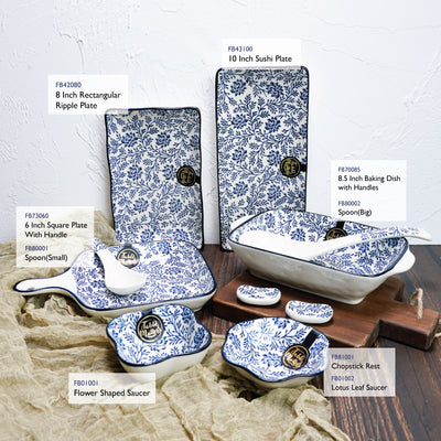 Table Matters - Bundle Deal - Floral Blue 10PCS Dining Set
