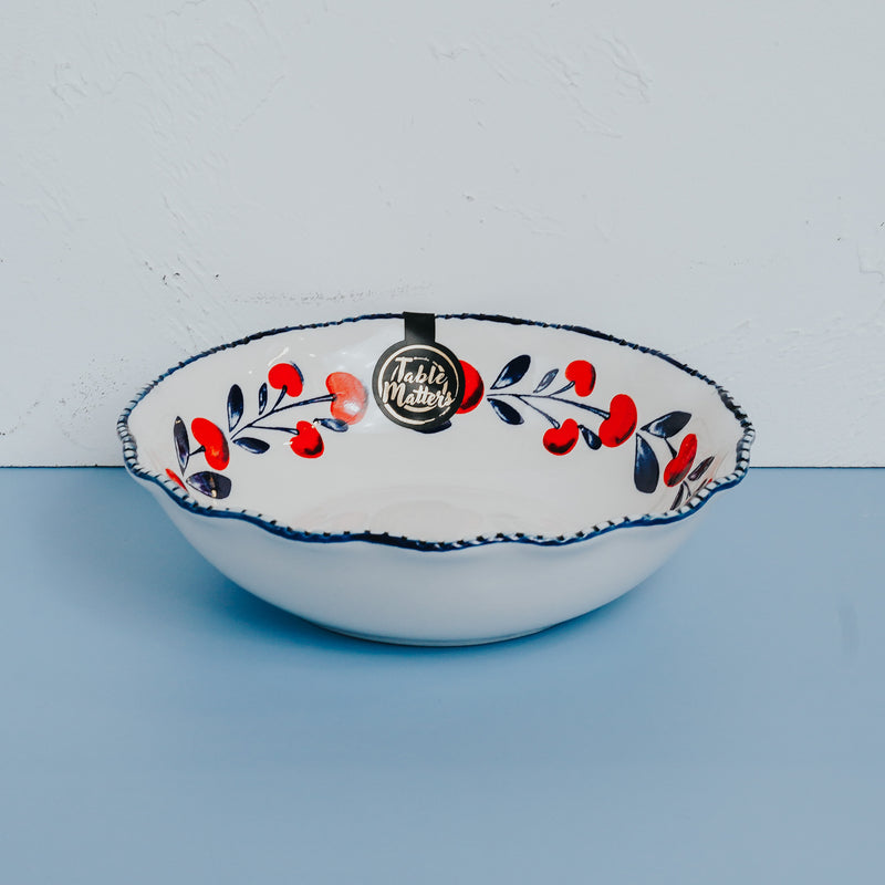 Table Matters - Holiday Berry - Hand Painted 7 inch Scallop Lace Bowl