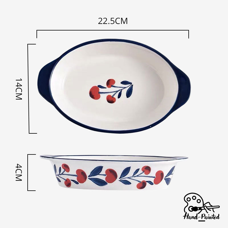 Table Matters - Holiday Berry - Hand Painted 9 inch Baking Dish with Handles