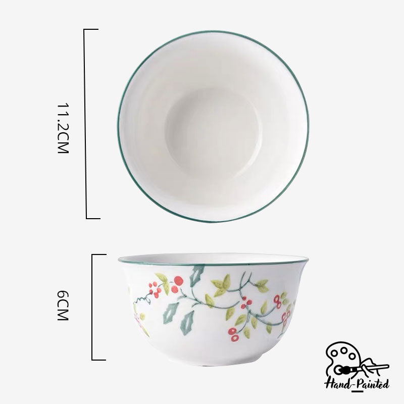 Table Matters - Holly Green - Hand Painted 4.5 inch Rice Bowl