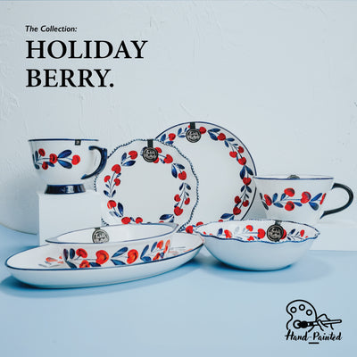 Table Matters - Holiday Berry - Hand Painted 9 inch Baking Dish with Handles
