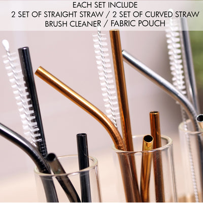 Table Matters - Stainless Steel Straw - Set of 4 (Steel)