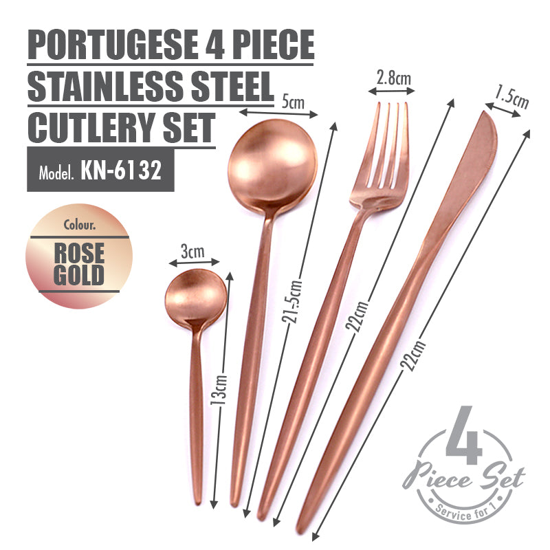 Table Matters - Portugese 4 Piece Stainless Steel Cutlery Set (Rose Gold)