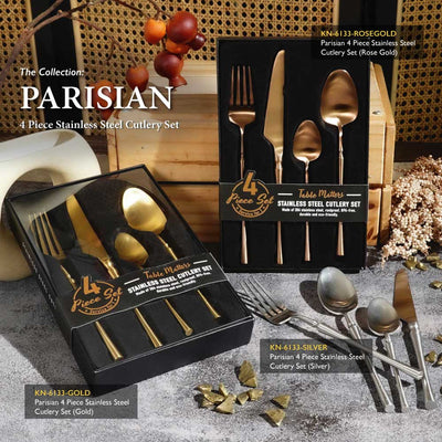 Table Matters - Bundle Deal - Parisian 4PC Stainless Steel Cutlery Set - Rose Gold (Set of 2)