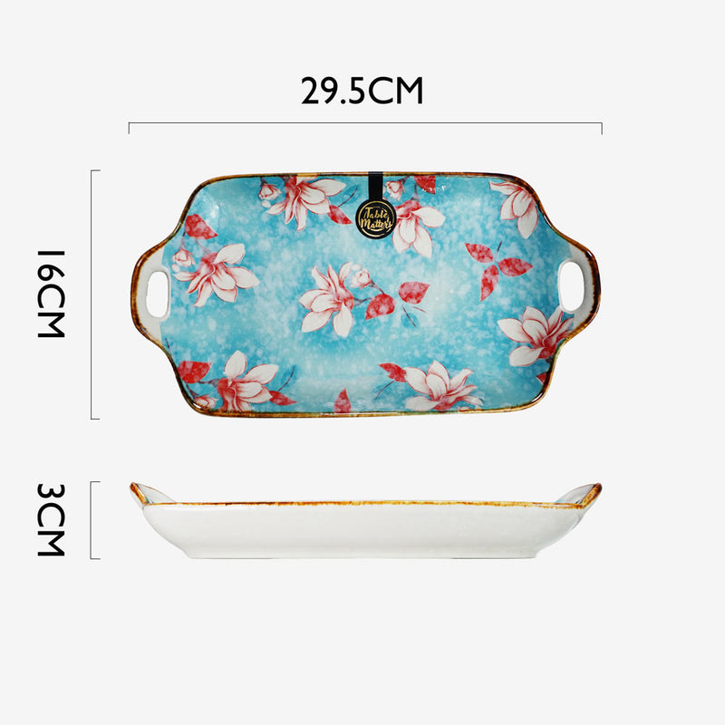 Table Matters - Magnolia - 11.8 inch Rectangular Plate with Handles