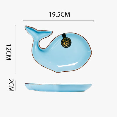 Table Matters - Nautical Blue - 7.5 inch Serving Whale Serving Plate