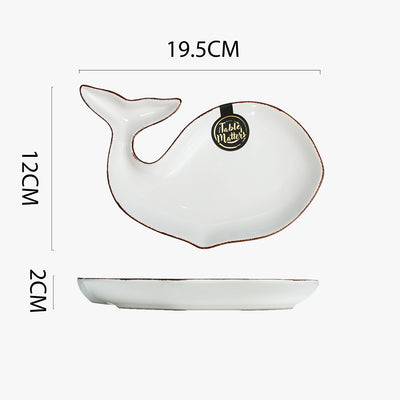 Table Matters - Nautical White - 7.5 inch Serving Whale Serving Plate
